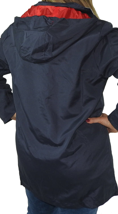 leichter Damen Parka Übergangsjacke Kapuze Mantel Frühling Sommer Jacke blau