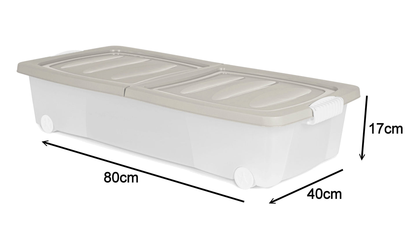 2x XL Unterbett Kommode mit Rollen 80cm Deckel Spielzeug Box Aufbewahrung Kiste