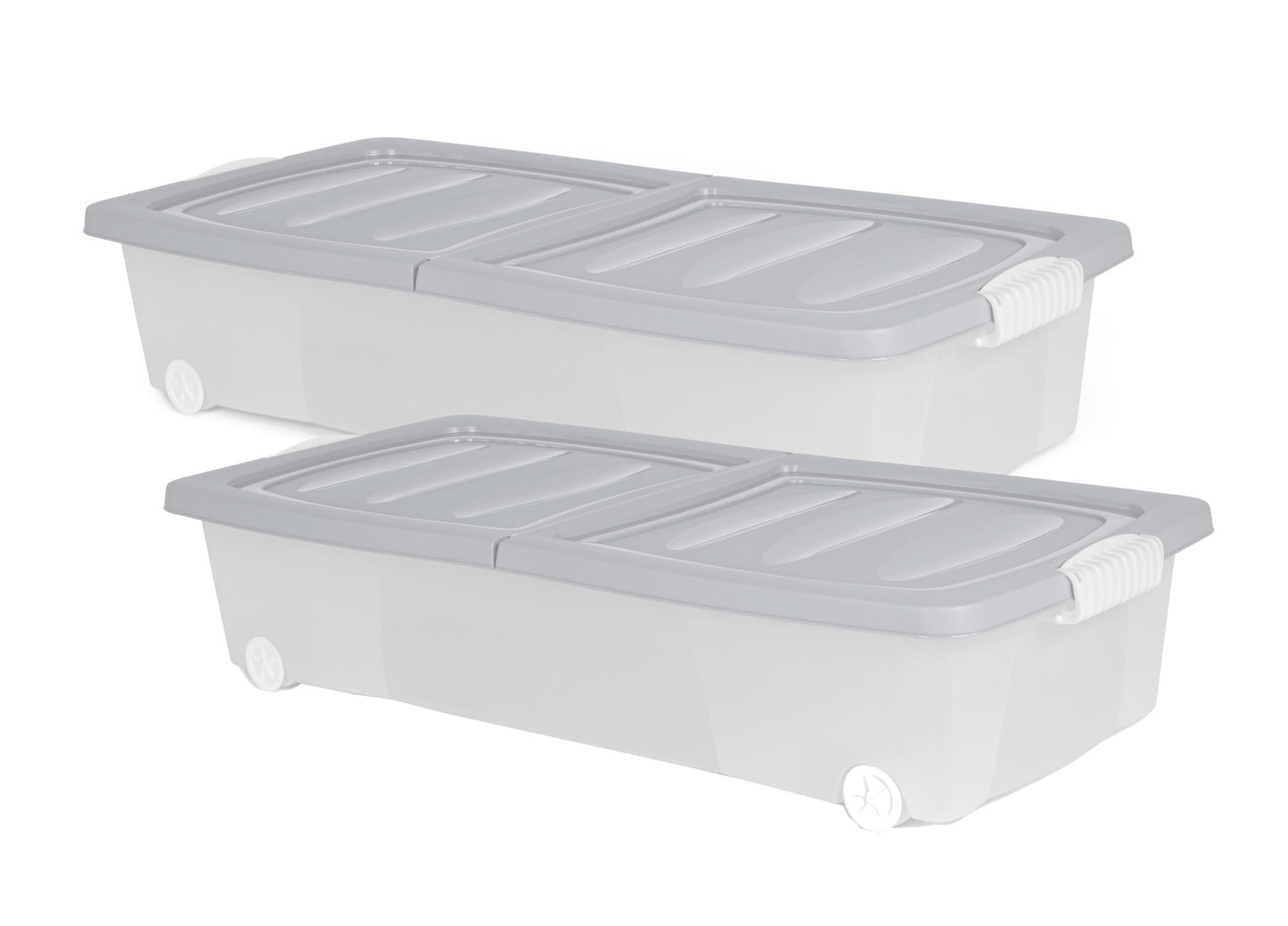 2x XL Unterbett Kommode mit Rollen 80cm Deckel Spielzeug Box Aufbewahrung Kiste