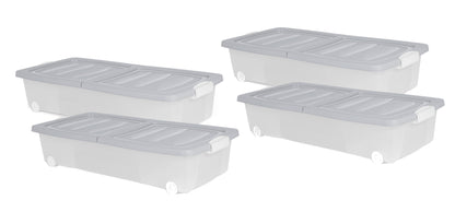 4x XL Unterbett Kommode mit Rollen 80cm Deckel Spielzeug Box Aufbewahrung Kiste