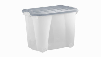 2x Aufbewahrungsbox 60L m. Deckel Spielzeug Kiste Kunststoff Stapelbox Lager Box