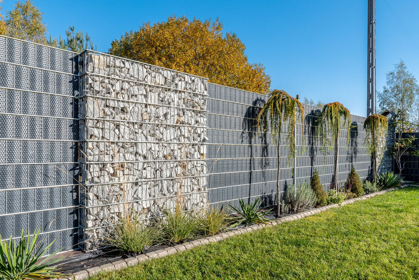 Polyrattan Sichtschutz Streifen Doppelstabmatten Zaun Rolle Blende Windschutz