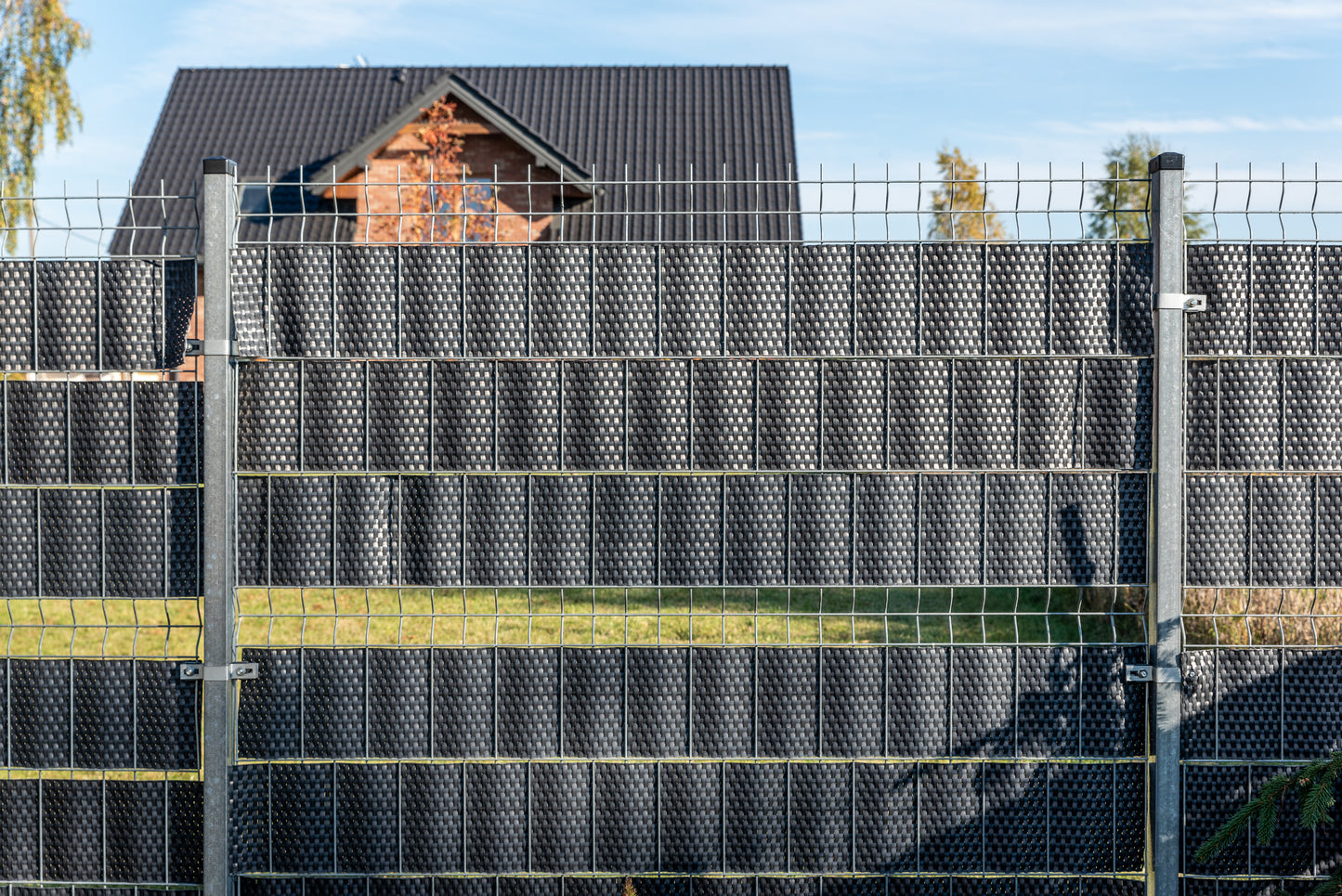 Polyrattan Sichtschutz Streifen Doppelstabmatten Zaun Rolle Blende Windschutz