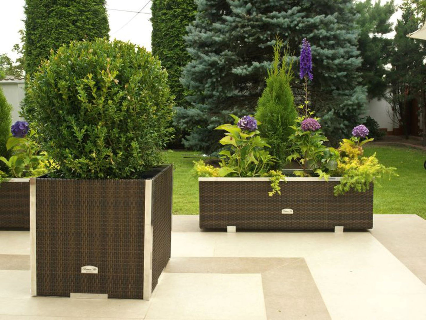 XL Polyrattan Pflanzgefäß Pflanzkübel Blumentopf Blumenkübel Übertopf Hochbeet