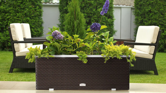 XL Polyrattan Pflanzgefäß 108cm Pflanzkübel Blumentopf Kübel Übertopf Hochbeet