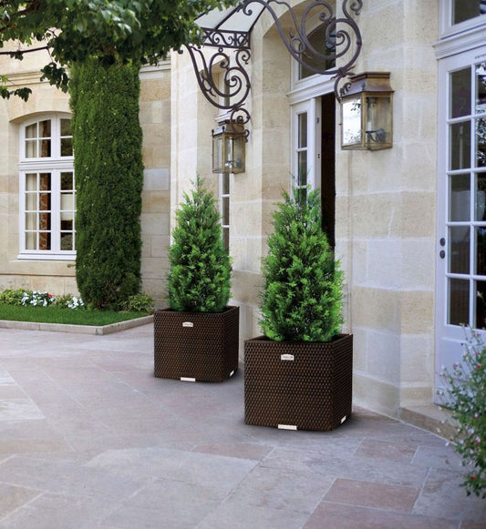 XL Polyrattan Pflanzgefäß Pflanzkübel Blumentopf Blumenkübel Übertopf Hochbeet