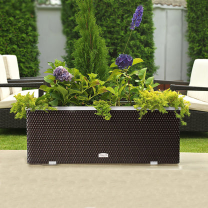 XL Polyrattan Pflanzgefäß 100cm Pflanzkübel Blumentopf Kübel Übertopf Hochbeet