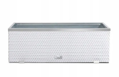 XL Polyrattan Alu Pflanzgefäß 98cm Pflanzkübel Blumentopf Blumenkübel Hochbeet