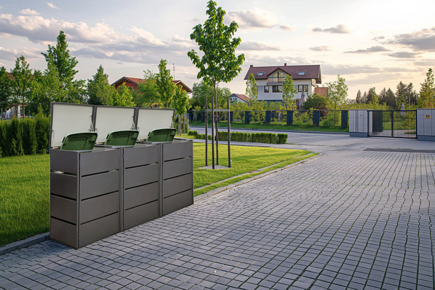 Premium Lamellen Mülltonnenbox Anthrazit Aufbewahrung Mülltonnen Box Verkleidung