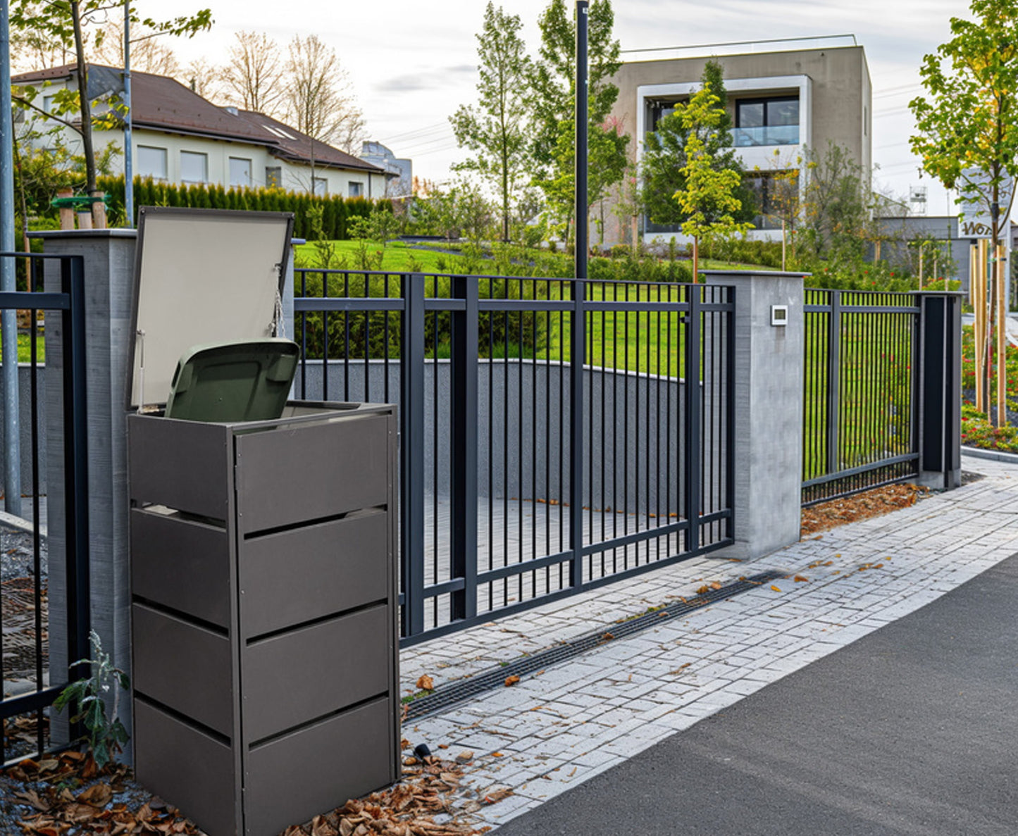 Premium Lamellen Mülltonnenbox Anthrazit Aufbewahrung Mülltonnen Box Verkleidung