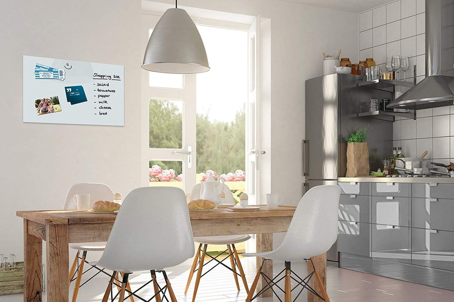 Be!Board SY487 Glas-Magnettafel reinweiß 60x40cm + 6 Magnete + 1 schwarzer Stift