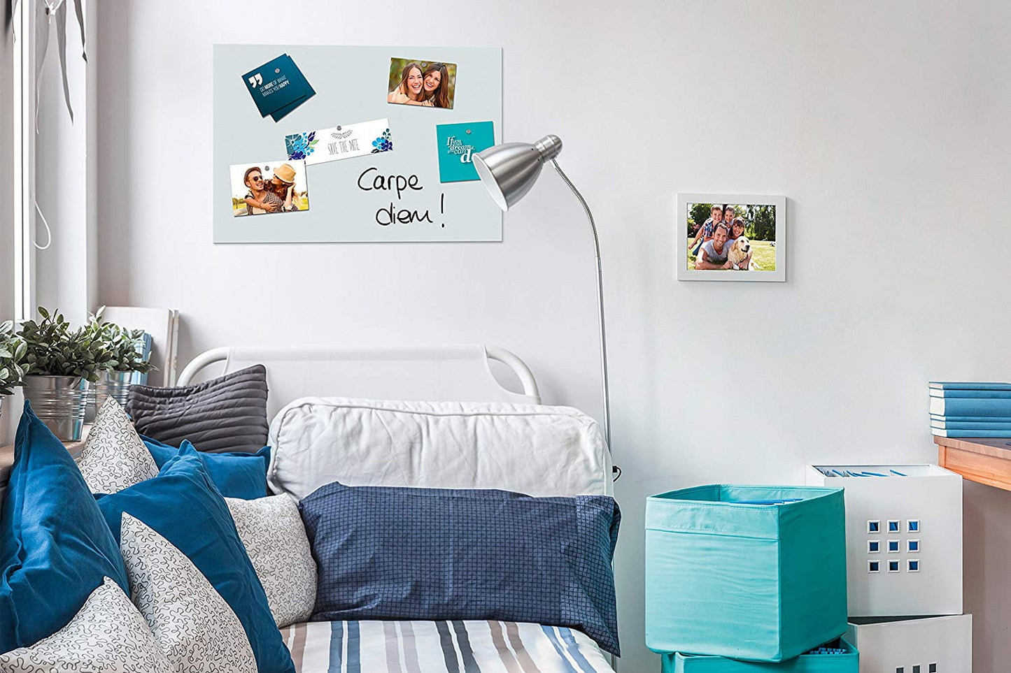 Be!Board SY487 Glas-Magnettafel reinweiß 60x40cm + 6 Magnete + 1 schwarzer Stift