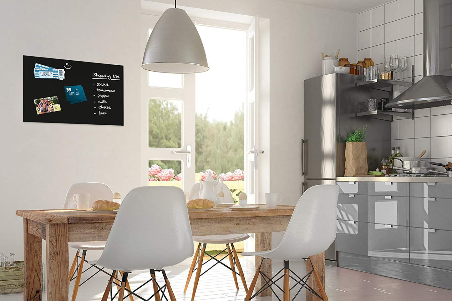 Be!Board SY488 Glas-Magnettafel schwarz 60x40 cm + 6 Magnete + 1 weißer Stift