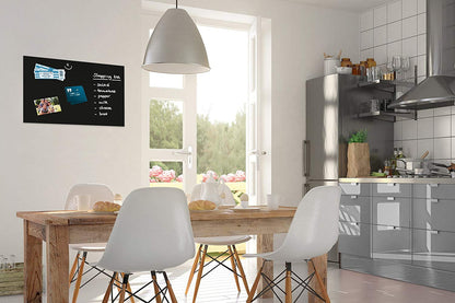 Be!Board SY488 Glas-Magnettafel schwarz 60x40 cm + 6 Magnete + 1 weißer Stift