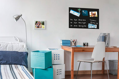 Be!Board SY488 Glas-Magnettafel schwarz 60x40 cm + 6 Magnete + 1 weißer Stift