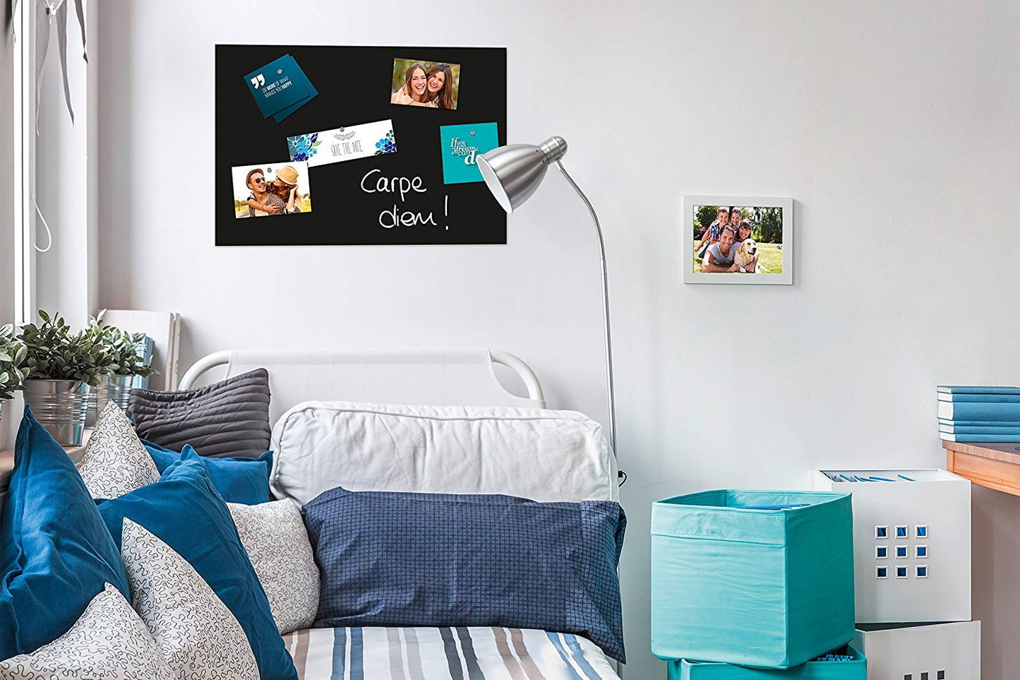 Be!Board SY488 Glas-Magnettafel schwarz 60x40 cm + 6 Magnete + 1 weißer Stift
