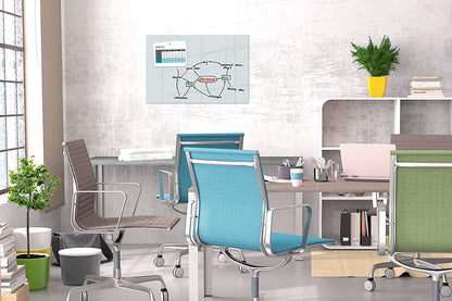 Be!Board SY489 Glas Magnettafel Whiteboard weiß 90x60 cm + 6 Magnete + 1 Stift