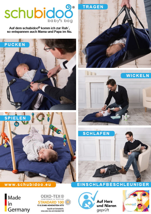5in1 Schubidoo baby's bag Pucksack Tragegurt Baby Trage Tasche Auflage Decke