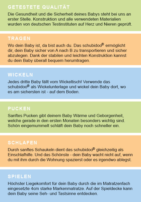 5in1 Schubidoo baby's bag Pucksack Tragegurt Baby Trage Tasche Auflage Decke