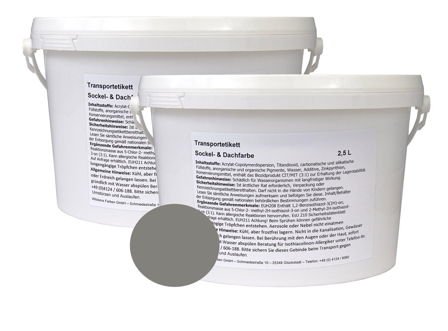 Wilckens 5l Sockel Dachfarbe 2x 2,5l Steingrau Sockelfarbe Außenfarbe Farbe Lack