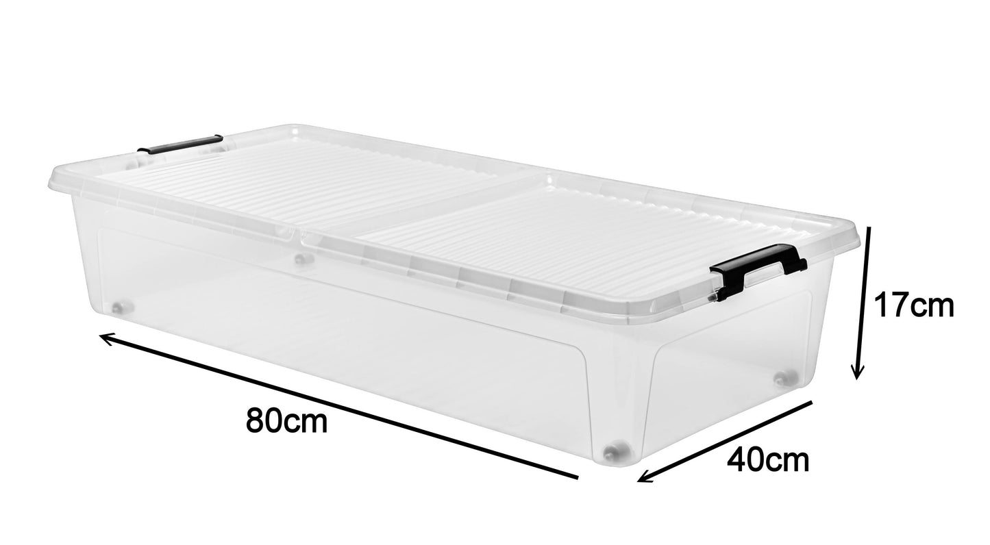 XL Unterbett Kommode mit Rollen 36L 80cm Deckel Spielzeug Box Aufbewahrung Kiste