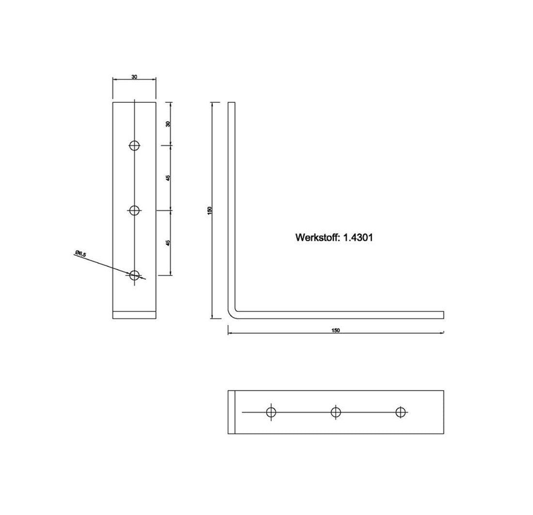 Edelstahl Winkel 5mm Verbinder Flachwinkel Montagewinkel Regalwinkel 15x15x4