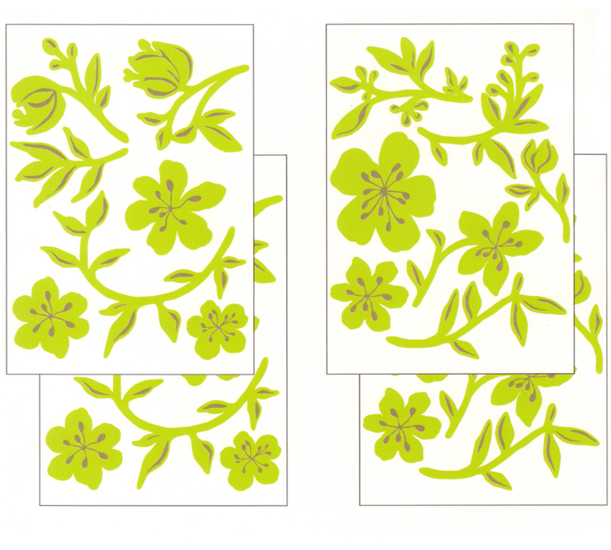 4x XL Wandtattoo Set Wandsticker Wand Aufkleber Blumen Ornamente Tattoo Sticker