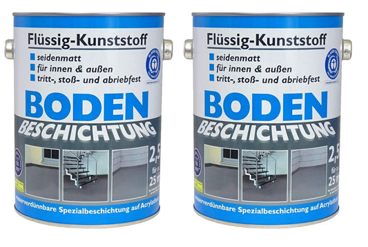 2x Flüssig Kunststoff 2,5L Bodenbeschichtung Beton Farbe Beschichtung anthrazit