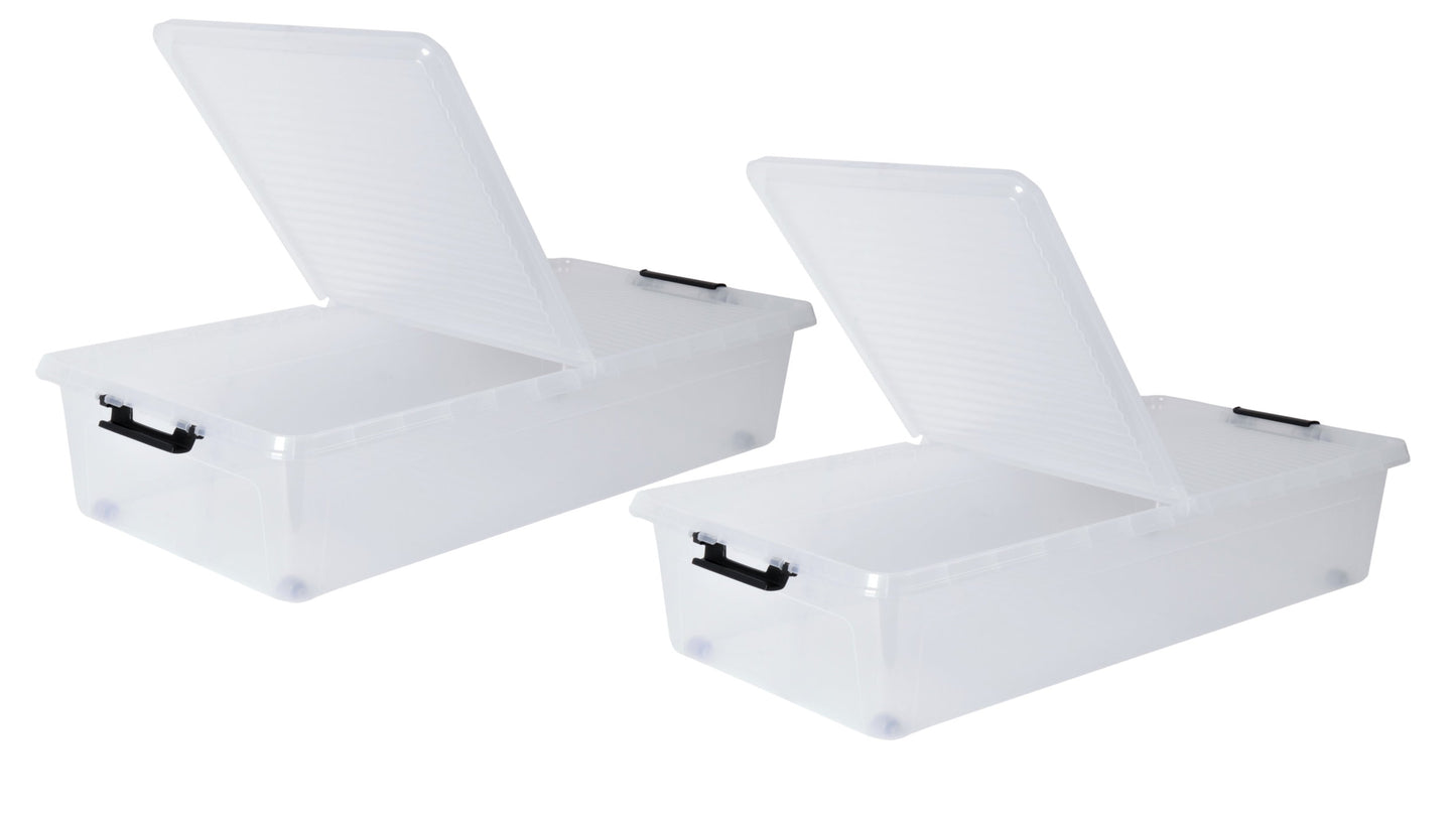 2x XL Unterbett Kommode Rollen 36L Set Deckel Spielzeug Box Aufbewahrung Kiste