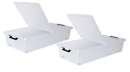 2x XL Unterbett Kommode Rollen 36L Set Deckel Spielzeug Box Aufbewahrung Kiste