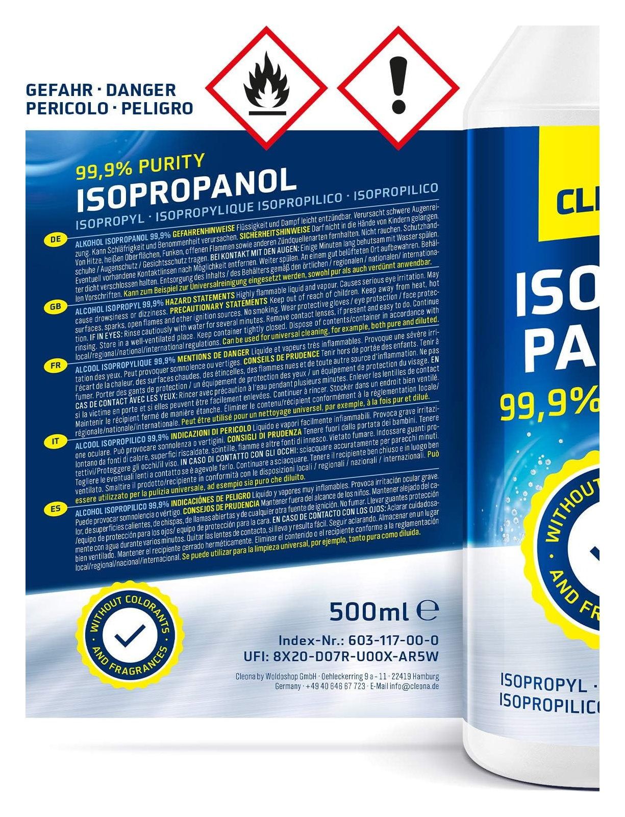 Isopropanol Spray Flasche 99,9% Reinigungsalkohol 500ml Entfetter Reiniger IPA