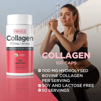 Pure Gold Protein Collagen Kapseln  100 St. Kollagen Rinderkollagen hydrolysiert