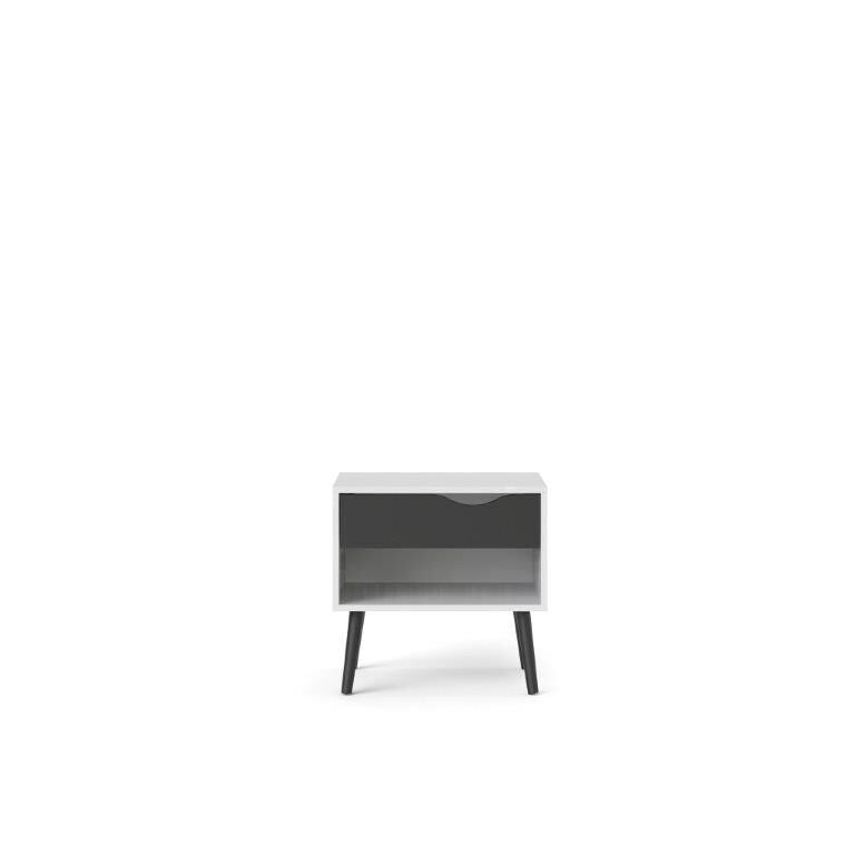 Nachttisch NAPOLI Nachtschrank Nachtkonsole Nachtkommode Nako schwarz/weiß