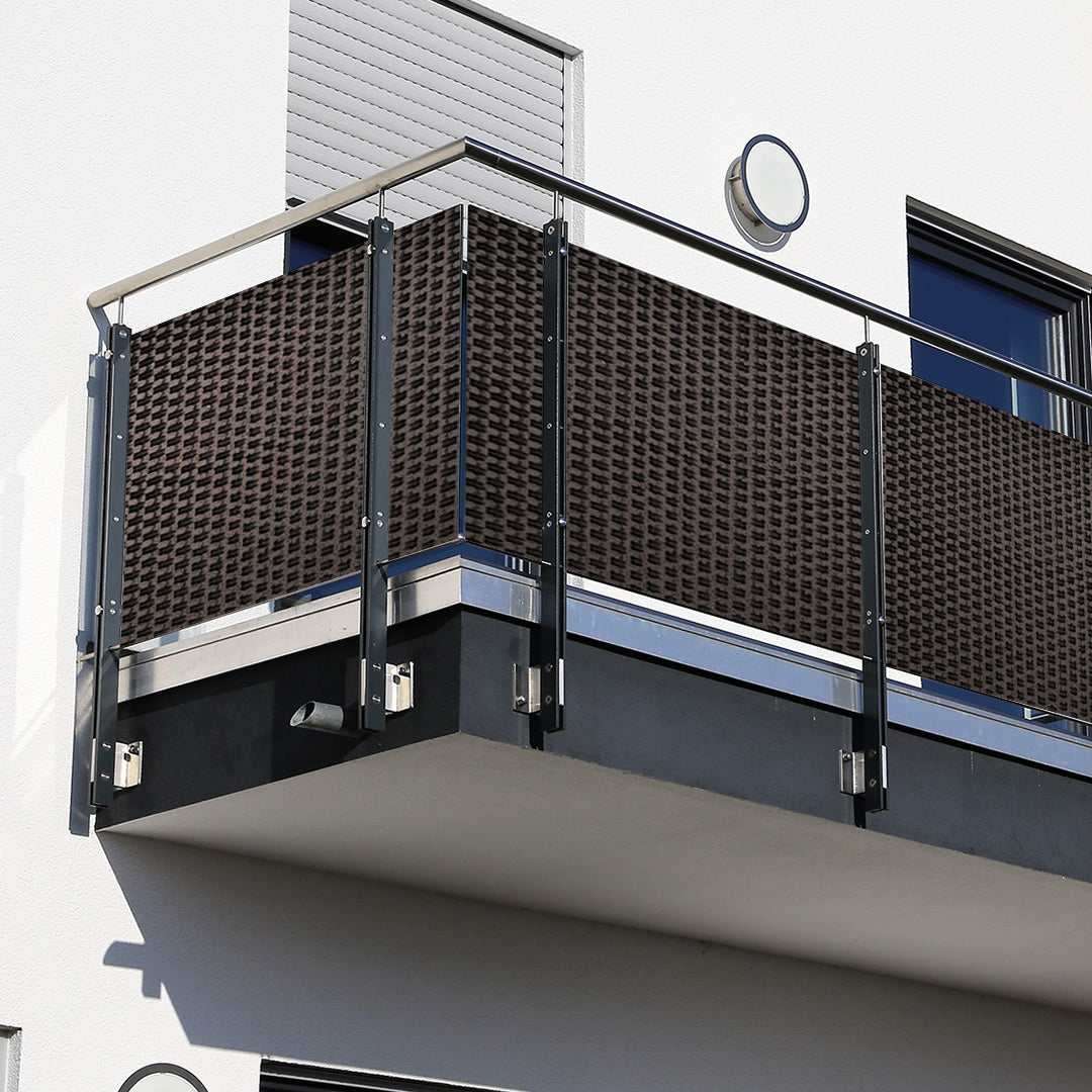 Polyrattan PVC Sichtschutzmatte 300x100 Balkon Sichtschutz Zaun Windschutz braun