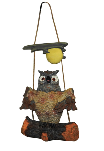 Eule im Mondschein Uhu Schaukel 20cm Gartenfigur Deko Garten Terrasse Figur Tier