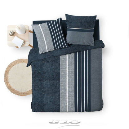 3tlg. Premium Bettwäsche 240x220cm Baumwolle Übergröße King Size blau Muster Set