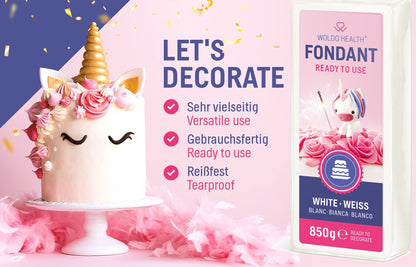 Fondant weiss 850g Modelliermasse Kuchen Torte Deko Verzierung Zuckermasse