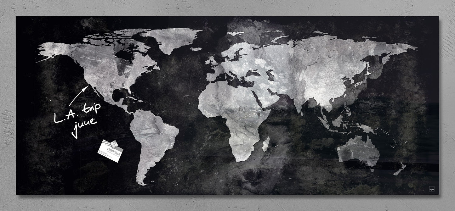 Sigel Glas Magnet Board GL246 130x55 Magnettafel Tafel Pinnwand Weltkarte