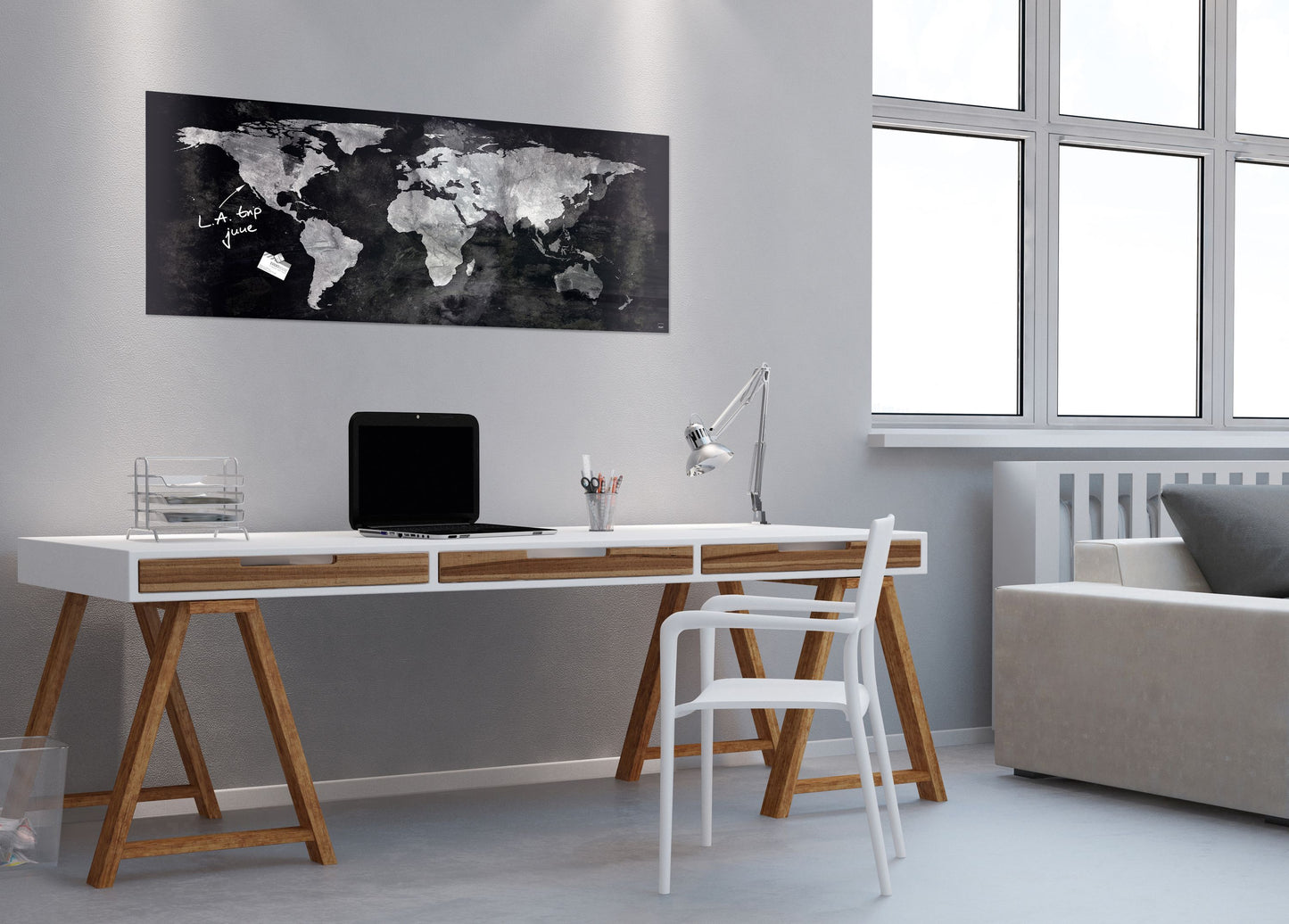 Sigel Glas Magnet Board GL246 130x55 Magnettafel Tafel Pinnwand Weltkarte