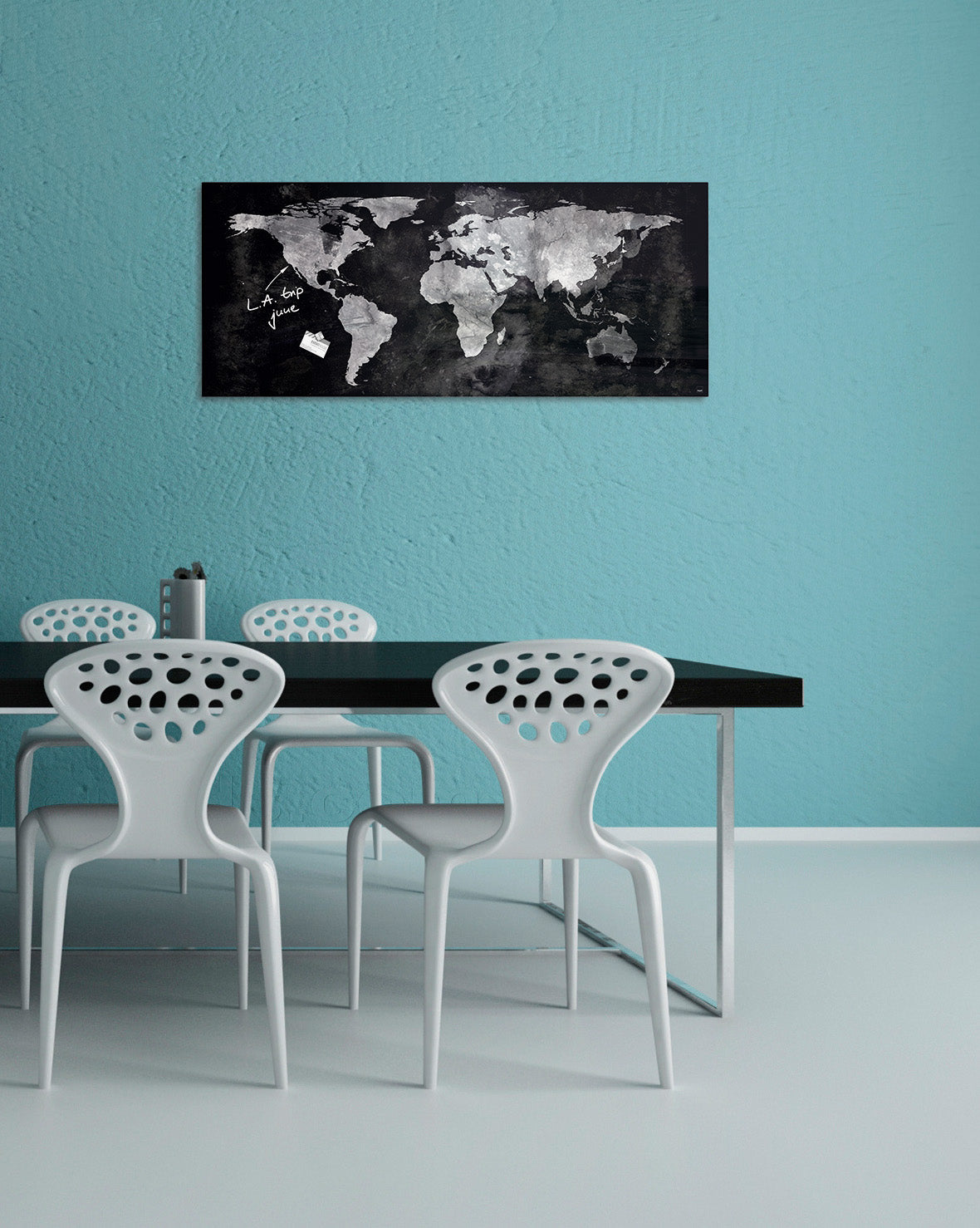 Sigel Glas Magnet Board GL246 130x55 Magnettafel Tafel Pinnwand Weltkarte