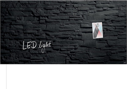 Sigel Glas Magnetboard LED Beleuchtung 91x46 cm Schiefer Stone Magnet Tafel