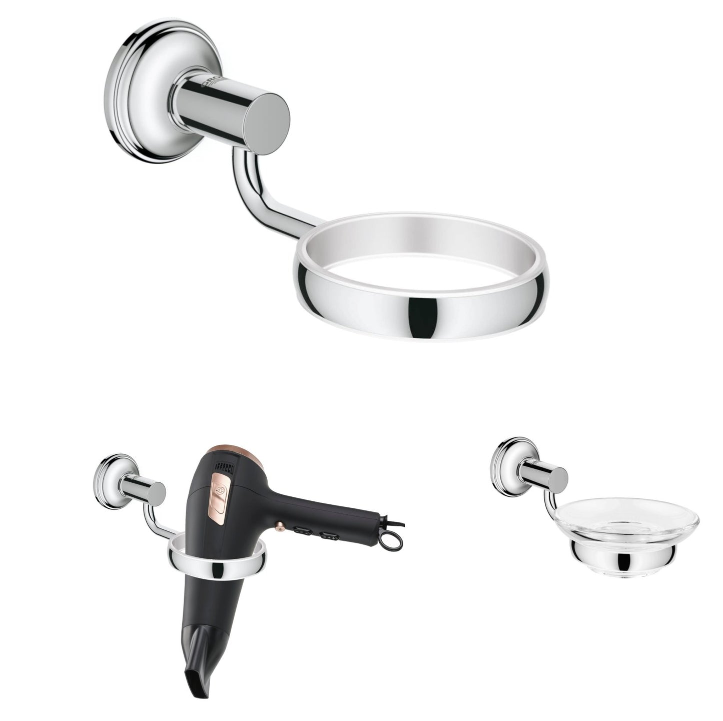 Grohe Essentials Chrom Halter für Seifenschale Haartrockner Becher Seifenspender