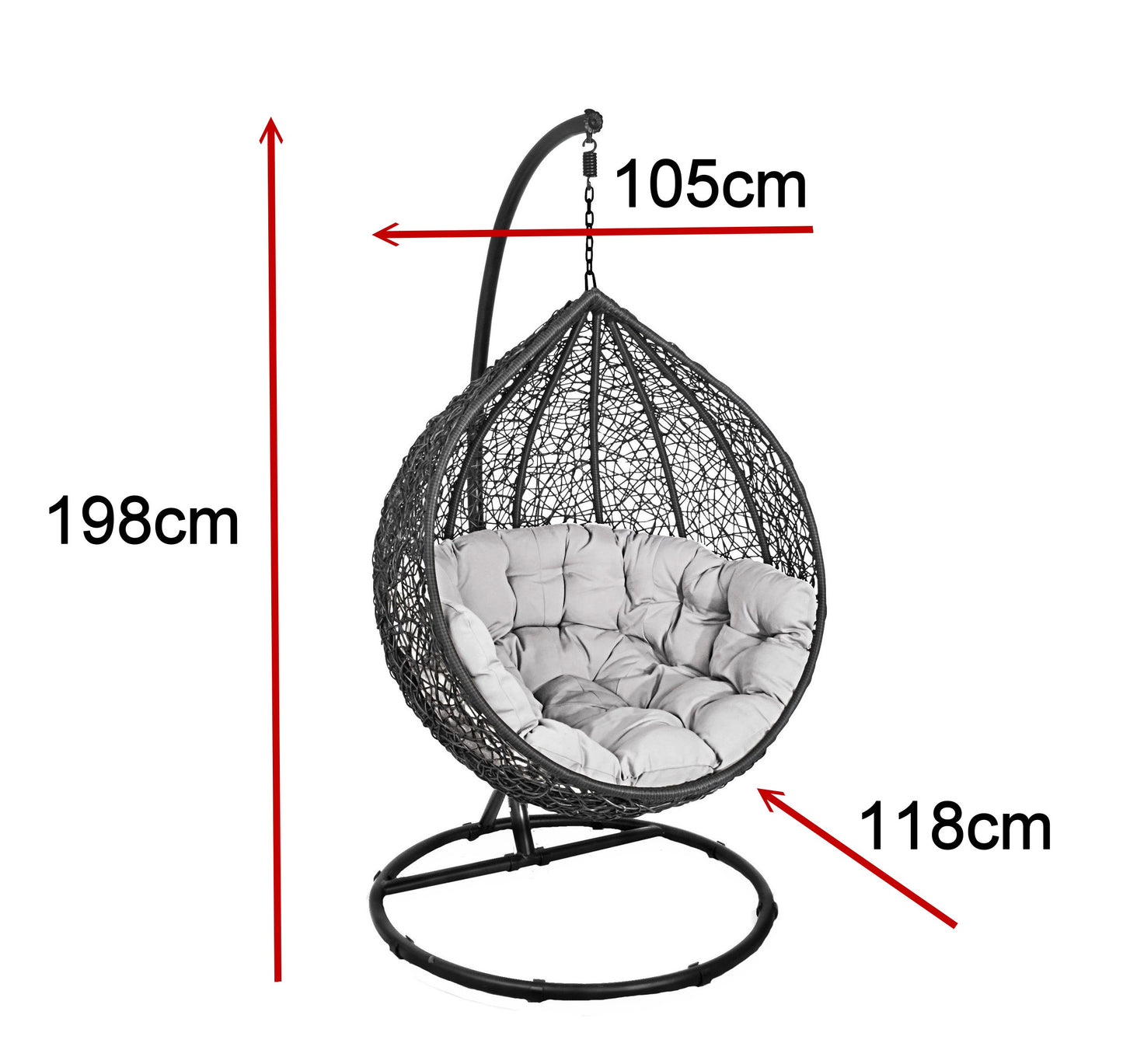 Korb Hängesessel mit Gestell + Kissen Hängestuhl Lounge Hängekorb Schaukel Sessel
