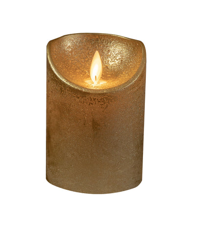 LED Echtwachskerze Wachskerze Stumpenkerze Kerze mit Timer flammenlos gold