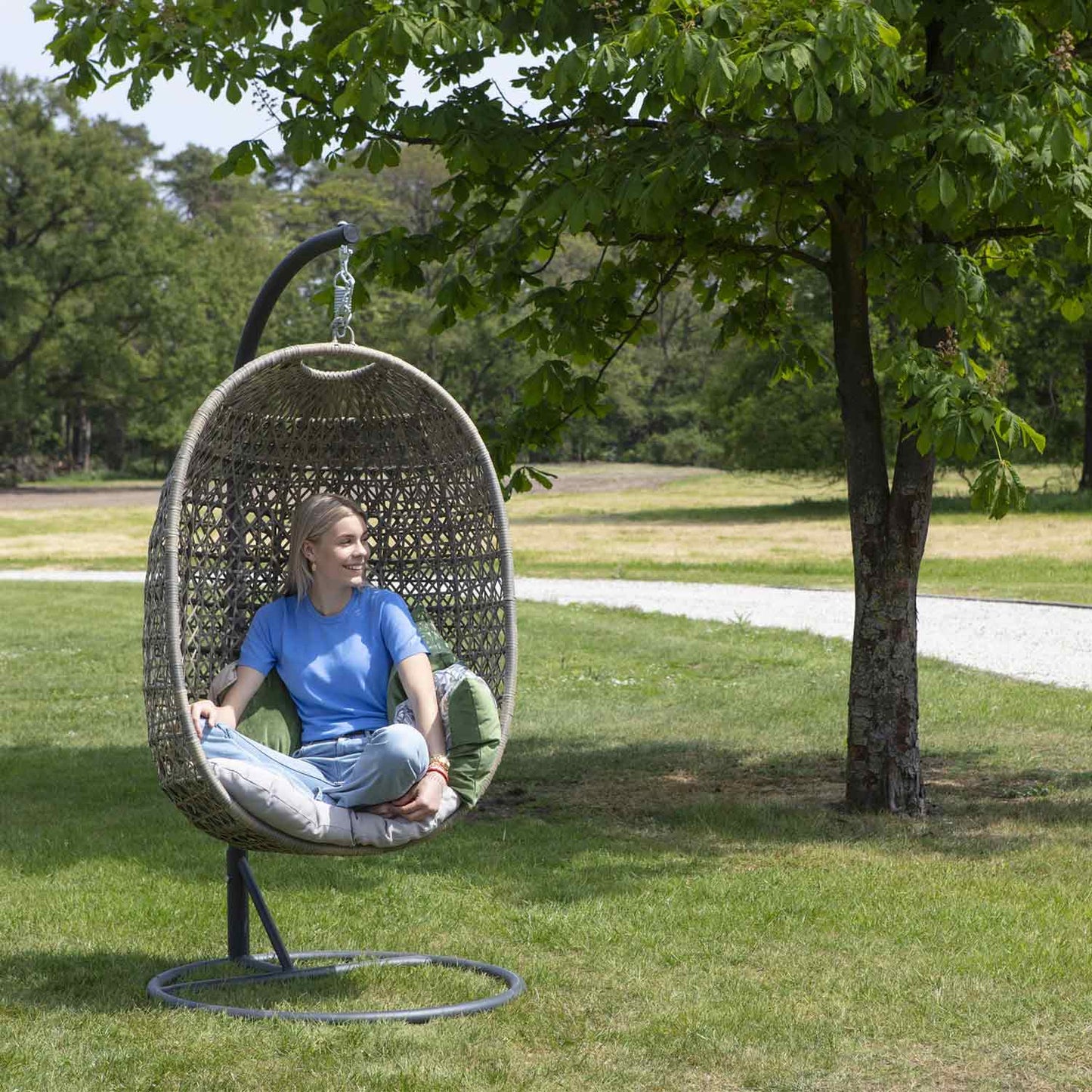 Hängesessel Schutzhülle Gartenmöbel Abdeckung rund 100x200  grau Garten Möbel