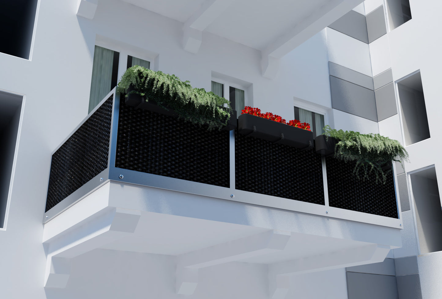 Polyrattan PVC Sichtschutz Matte 300x100cm Balkon Rattan Zaun Garten Windschutz