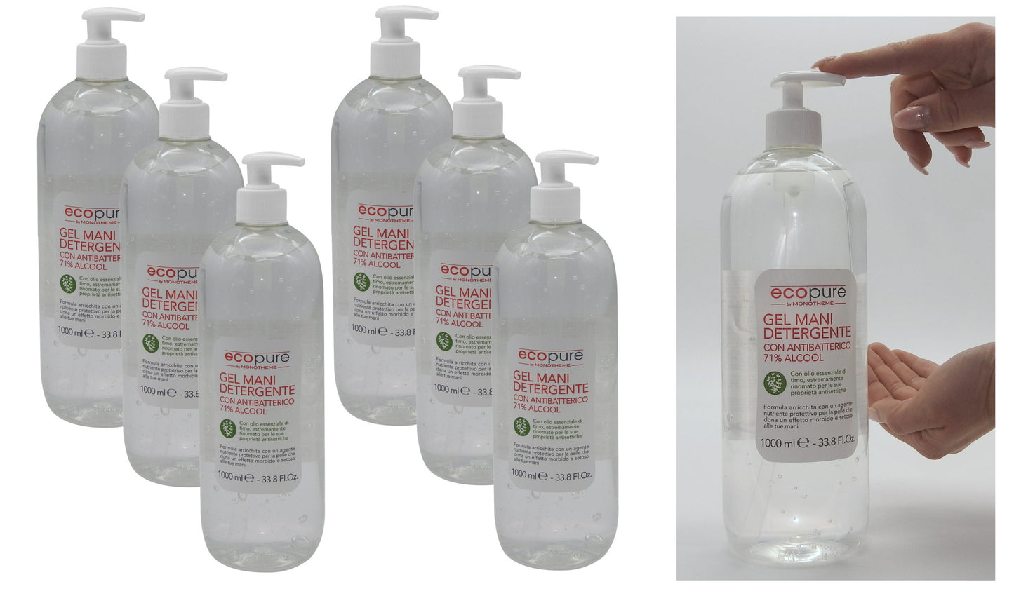 6x 1000ml Hände Desinfektion Hautdesinfektion Viren Hand Gel 71% Alkohol Spender