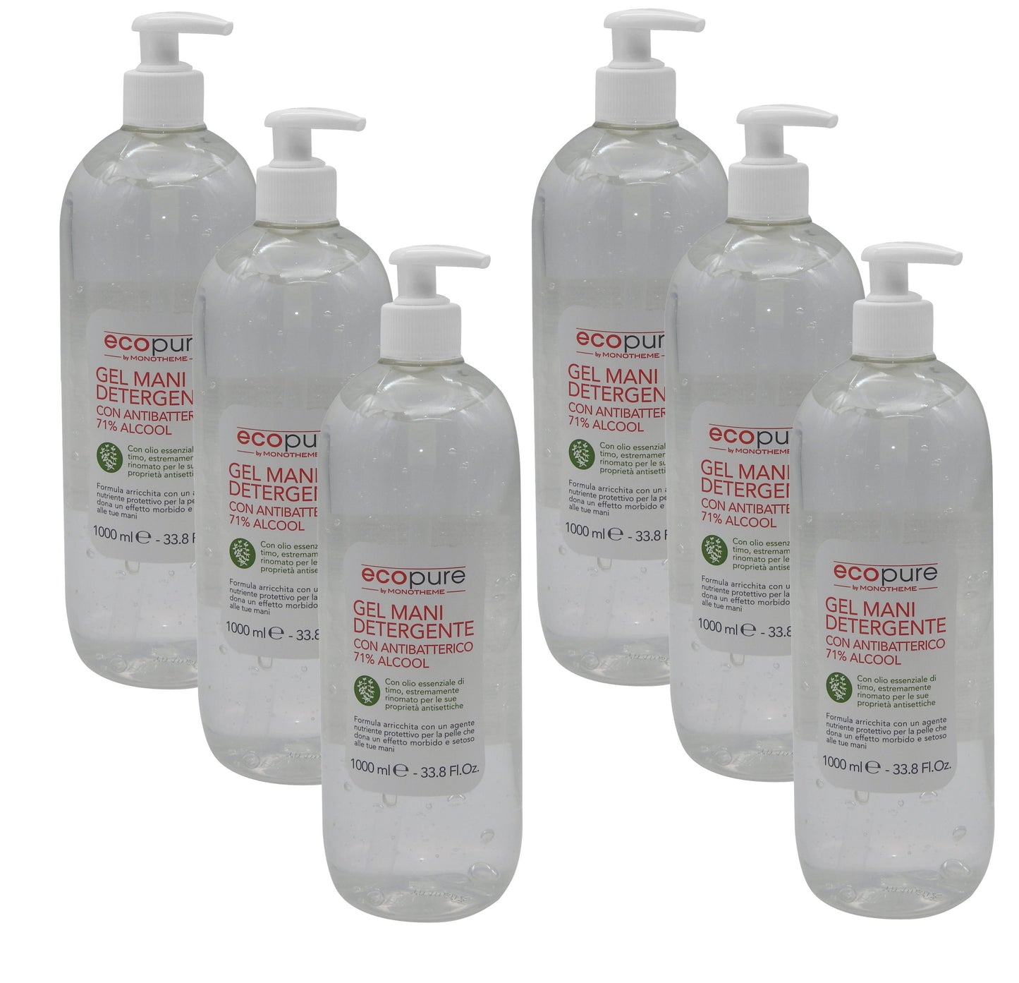 6x 1000ml Hände Desinfektion Hautdesinfektion Viren Hand Gel 71% Alkohol Spender