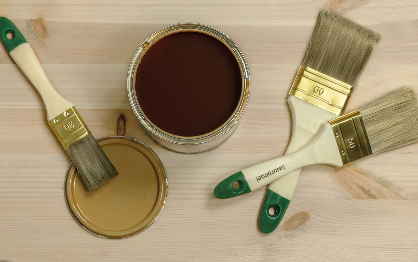 Lasurpinsel-Set 3-teilig 30mm/50mm/60mm Pinsel Set Lasur Farbe Flachpinsel Lack