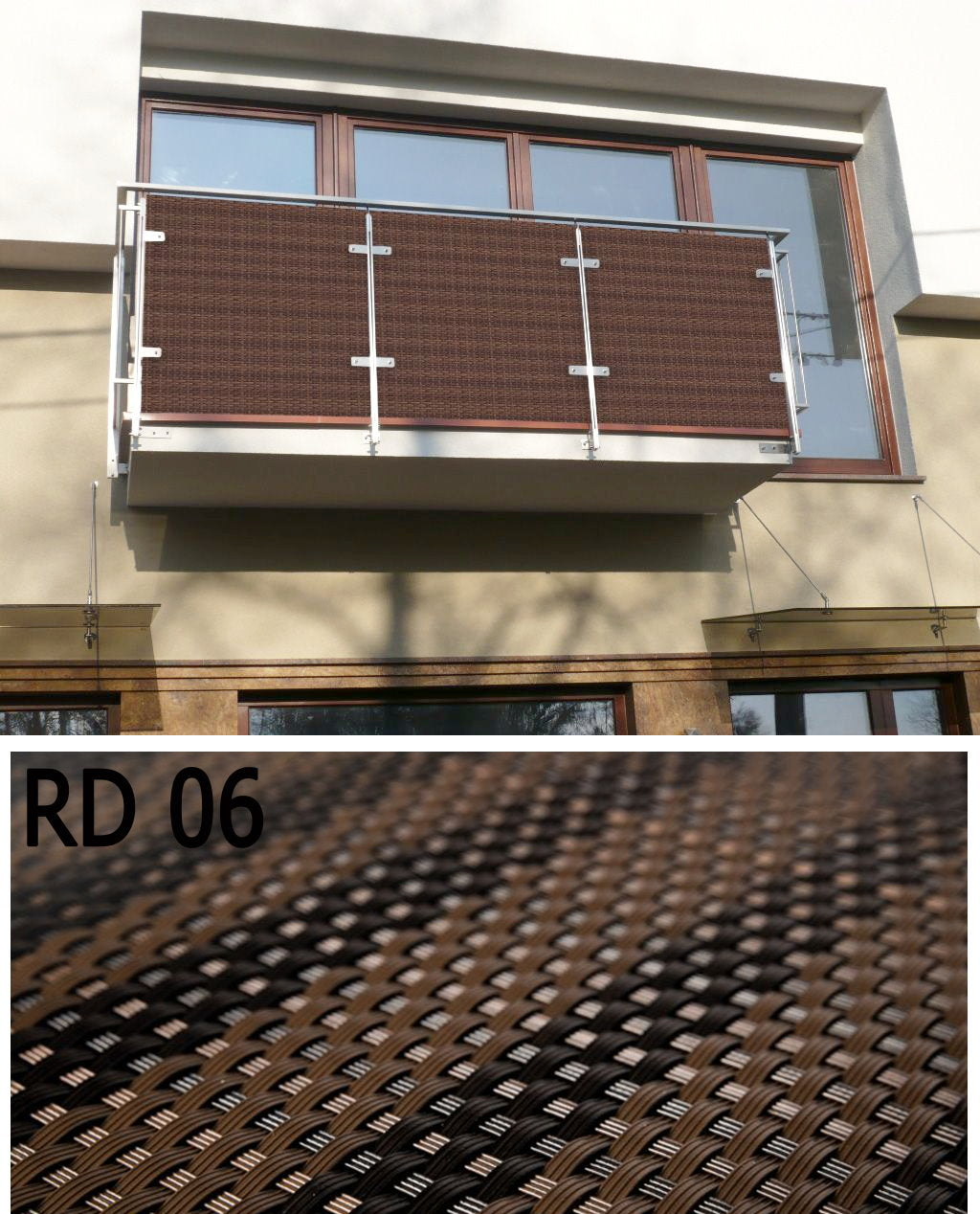 Polyrattan PVC Sichtschutz Matte 300x100cm Balkon Rattan Zaun Garten Windschutz